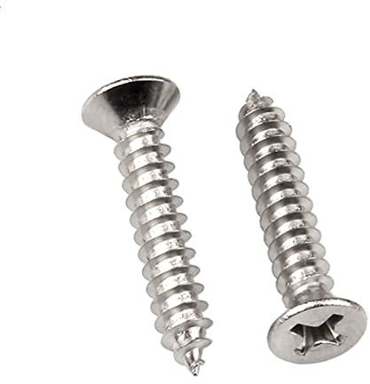 MOOPW Cabezal plano Tornillos para madera - 304 Acero inoxidable Cabeza de cruz Avellanado Autoperforante Tornillos autorroscantes M3 M4 M5 M6