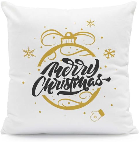 GRAVURZEILE Kissen mit Weihnachtsmotiv - Weihnachtsglocke Gold - Weihnachtsdeko - Geschenke für Sie & Ihn - Zur Weihnachtszeit zum Wichteln und als Geschenk für Frauen & Männer - Mit Füllung