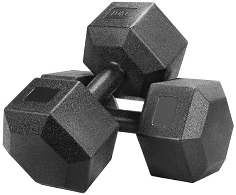 Abician Lot de 2 Haltères10kg Kit Haltères Musculation Fitness pour Exercices Entraînement de Musculation Noir en Fer