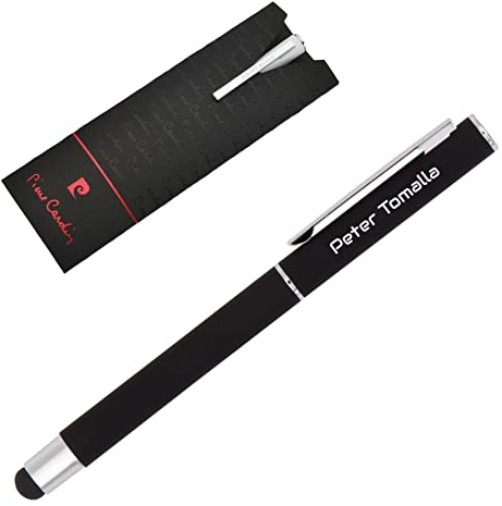 Pierre Cardin® CLAUDIE Touch-Pen Rollerball mit Gravur | Premium Stift Etui | blaue Mine | edel | personalisiertes Geschenk | Namen | graviert | Jahrestag | Geburtstag (schwarz)