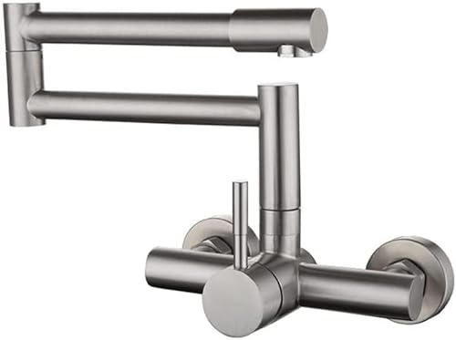 Küchenarmatur Wandmontage Amatur Küchenspüle Gebürstete Falte 360° Drehbar Spülenarmatur Mischbatterie Küche Wasserhahn Spüle