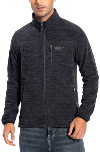 Pioneer Camp Men's Fleece Jackets Full Zip,Lightweight Soft Fleece Jacket with Stand Collar & Zipped Pockets(Dark Grey;XL)