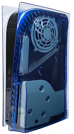 Geekria Placas de cubierta transparentes compatibles con PS5, PlayStation 5 Console Disc Edition, accesorios de repuesto para juegos con rejillas de ventilación (azul)