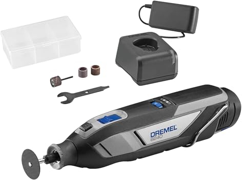 Dremel 8240 - Multiherramienta sin cable con batería de litio de 12V 2Ah, kit de 5 accesorios, Velocidad variable 5000-35 000 rpm y carga rápida
