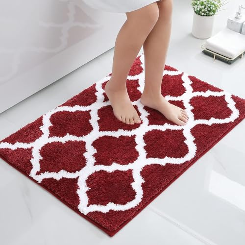 Homaxy Mikrofaser Badematte rutschfest Badezimmerteppich - 60x90 cm,Weinrot | flauschig weich, bequem&luxuriös, extrme saugfähig, rutschfeste rückseite, maschinenwaschbar&trocken, vielseitig einsetzbar