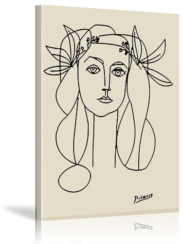 Picasso Wandkunst, gerahmte Drucke, Gemälde, abstraktes Gesicht, minimalistische Linienkunst, Zeichnungen, Poster, ästhetische Dekoration, Galerie, verpackt, Beige, 40 x 60 cm