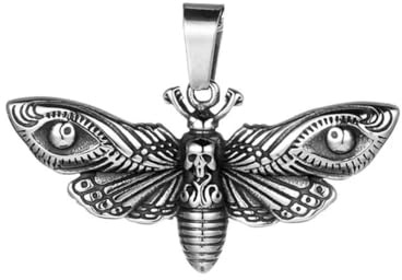 Gu Feng Punk Rétro Tête De Mort Crâne Papillon Moth Pendentif Collier Pour Hommes Garçons En Acier Inoxydable Chaîne Mode Amulette Bijoux
