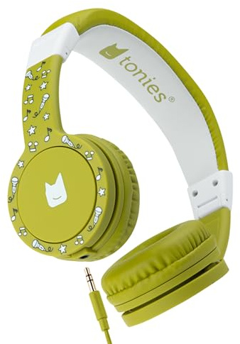 Tonies Foldable Wired Headphones for Kids - Comfortably Designed to fit On-Ear - Works with Toniebox 1 and All 3.5mm Devices - Green