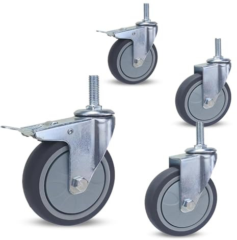 WORDFUN Möbelrollen Schwerlast, 75mm 100mm Transportrollen Mit Bremse, Tragkraft 35 Kg, Strandkorbrollen Möbelrollen, M12 Lenkrollen Für Möbel, Für Wagen, Möbel, Transportwagen, Werkbank