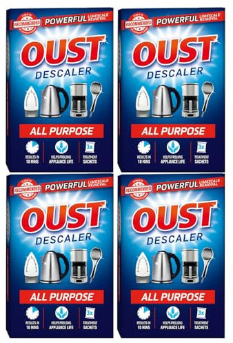 OUST 4 x 3 sachets (75ml) With Welari Thank You Card Oust All Purpose 10min Descaler Kettle Coffe Maker Iron Steamer Limescale Remover Cleaner (300ml) (4pack)