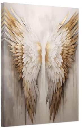 ZXHYWYM Engelsflügel Leinwandbild goldene Flügel Wanddekoration Engelsflügel Gemälde abstrakte Flügel Kunstdruck für Zuhause Wohnzimmer Schlafzimmer Dekoration mit Rahmen (B (40.00 x 60.00 cms))