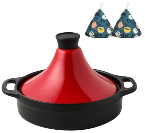 DYHQQ Pot À Tajine Émaillé, Marmite À Tajine pour La Cuisson Casserole À Ragoût À La Mijoteuse avec Couvercle Fermé en Forme De Cône en Céramique