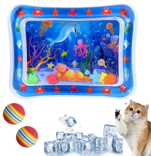 Wasserspielmatte Für Katzen, Wassermatte Katze, Wasserspielmatte Katze,Wassermatte Für Katzen, Summer Cat Water Mat, Aqua Matte Katze, Aqua Miez Katzenmatte, Katzen Wasserspielzeug (H:50 * 70cm)