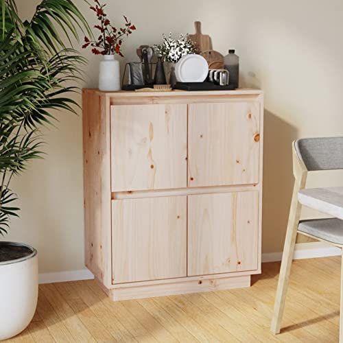 Homgoday Sideboard 60x34x75cm Massivholz Kiefer Beistellschrank Schrank Aufbewahrungsschrank für Esszimmer Wohnzimmer Flur und Küche Home Office Möbel Buffetschrank Typ2 Möbel
