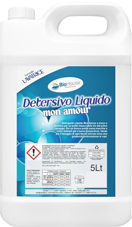 Detersivo Lavatrice Liquido Profumato 5 Litri Detersivo Bucato A Mano e Lavatrice Concentrato 100 Lavaggi Protegge e Cura i Tessuti (Mon Amour)