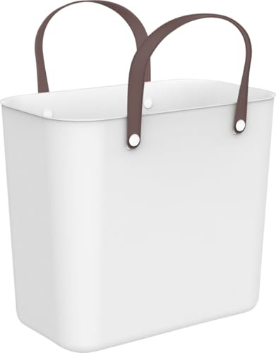 Rotho Albula Multibag Tasche Einkaufskorb 25 L Einkaufstasche 2 Henkel Weiß | Aufbewahrungskorb, Picknickkorb für unterwegs, schlanke Form, recycelter Kunststoff, innen und außen leicht zu reinigen