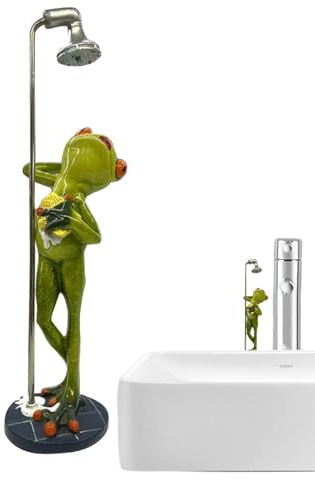 Bathroom Frog Figurines - Under Shower Frog Statue | Frog Figurine for Shower in Garden | Creative Bathroom Frogs Statues | Frog Sculpture for Yard Outdoor Decor