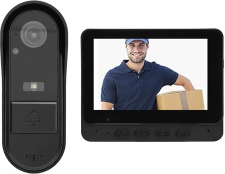Video-Gegensprechanlage, Kabellose Video-Türklingel mit Kamera, 4,3-Zoll-, Zwei-Wege-Audio, IR-Nachtsicht, 170° Weitwinkel-Video-Türsprechanlage, Video-Türsprechanlage