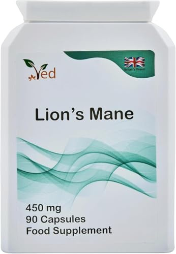 VED Melena de León 450 mg, Extracto 15:1 de Hongo Lion’s Mane, 90 Cápsulas Veganas, Suministro para 3 Meses