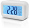 Baxcdyswe Sveglia da Comodino, Orologio a Batteria, Veglia LCD Orologio Sveglia Digitale Senza Ticchettio con Display Data, Temperatura, Funzione Snooze per Camera Da Letto, Scrivania, Viaggi (Bianco)
