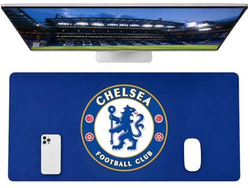 Licensed Décor Chelsea FC Schreibtischunterlage, vollständiges Wappen auf Sekundär-Dunkelblau, 35 x 60 cm