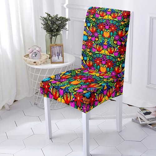 Gambo Stuhlhussen Vintage Bohemian Flowers Stuhlhussen 4Er Set, Moderne Stretch Abnehmbare Waschbar Stuhlbezug,Stretch Stuhlhusse Mit Gummiband,Für Hotel,Bankett,Restaurant,Haus, Party,Hochzeit Deko