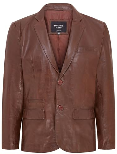 Infinity Leather Uomo Blazer in Pelle Morbido in Vera Pelle Italiana Giacca Aderente Cappotto
