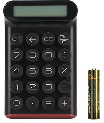 Calculadora Mecánica de Interruptor Azul con Pantalla LCD para Uso de la Oficina, 20 Teclas Apagado Inteligente Material Abds de ABS (Black)