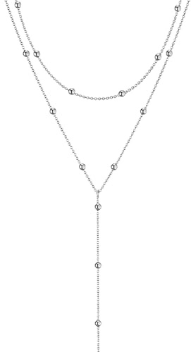 Diyxisk Mehrreihige Halskette Damen Silber Kette Damen, Personalisierung Modeschmuck mit Aufbewahrungsbox für das Tägliche Pendeln Partys Abendessen und Andere Anlässe