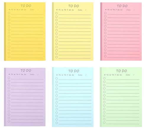 APOMOONS Lot de 6 blocs de notes autocollantes - 300 feuilles - Notes autocollantes - Bloc-notes à faire - Marqueur de page - Bloc-notes ligné - Planificateur de notes - Rappel pour l'école, le bureau