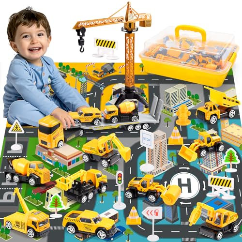 Naxudcoo Construction Toys For 3-7 Year Old Boys: Construction Truck Toy Set Toddler Car Truck Toys - Crane Digger Dump Trucks, Digger Toys For 3 4 5 6 7 Years Old Boys Gifts