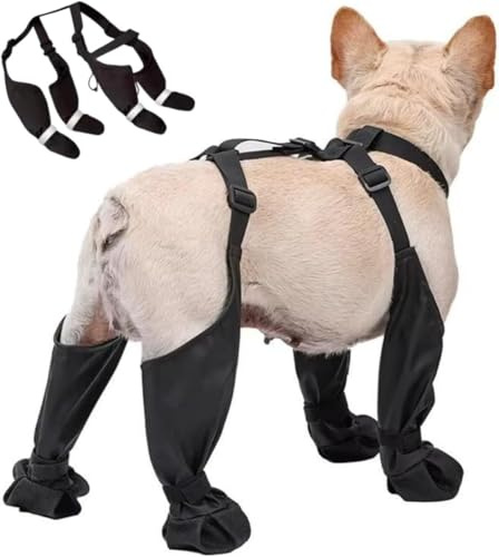RUIRUIMING Hunde Strapsstiefel, Regenstiefel für Hunde, rutschfeste Hundepfotenstiefel, Leggings, verstellbare wasserdichte Hundeschuhe, Winter, Schnee, Regen, Wandern, Größe XL