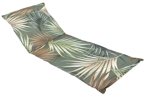 Universal Sonnenliegen Auflage Palmen mit Einstellband - 190 x 60 cm - Gartenliegen Kissen in multicolor mit Haltegurt - Liegestuhl Polster Deckchair Auflage Liegekissen Liegenauflage pflegeleicht