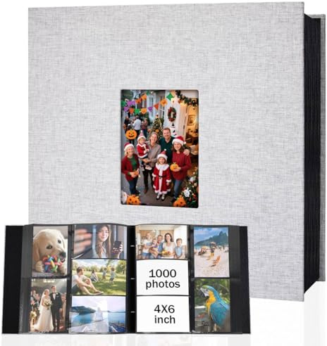 Ruibytree Großes Fotoalbum 10x15 cm Einsteckalbum für 1000 Fotos, Grau | Großformat (36×35×11 cm), Archivqualität, Säurefreie Seiten, Hoch- & Querformat für Familienfotos, Hochzeit, Reisen