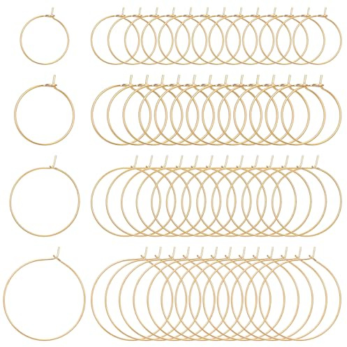 Sorcristy 120 Stück Ohrringe Rohlinge Ohrring Selber Machen Set Metall Creolen Schmuckherstellung Zubehör Runde Ohrringe Basteln Set für Frauen DIY (Gold)