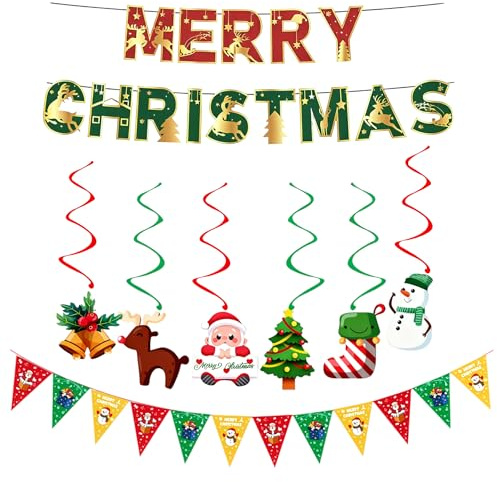 Guidre 3 STK Weihnachtsfeier-Banner Set, Weihnachtsdekorationen Christmas Ornament Merry Christmas Banner Set - Party Deko für Weihnachtsfeier Deko Party& Home Decor, Wanddeko Geschenk(B)