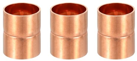 PATIKIL Raccordi dritti in rame con diametro interno da 22 mm, 3 pezzi, giunto di saldatura per tubi dritti laminati per HVAC, aria condizionata, impianti idraulici e refrigerazione