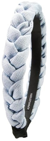 Alpenflüstern Trachten-Haarreif Leinen Flechtoptik schmal - Damen Haarschmuck rutschfest, Haarband geflochten fürs Dirndl (hell-blau) ADV163