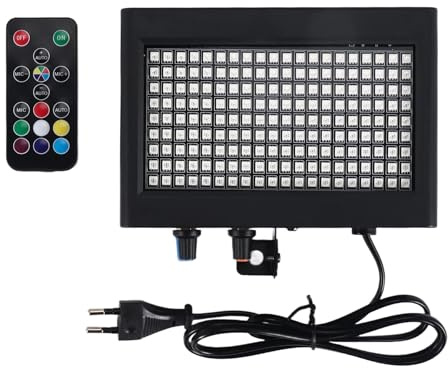 Asyduey 180 Leds Luz Estroboscópica de Flash Portátil 35W Rgb Control de Sonido Remoto Velocidad Estroboscópica Ajustable Para Barra Del Disco de La Etapa Club Fiesta (Enchufe de La Ue)