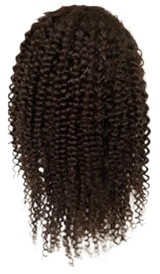 Für Männer Echthaar-Toupet for Männer, Mono-Spitze mit PU-Toupet, Afro-Perücken, verworrene lockige Perücken Perückenkopf(Dark Brown)