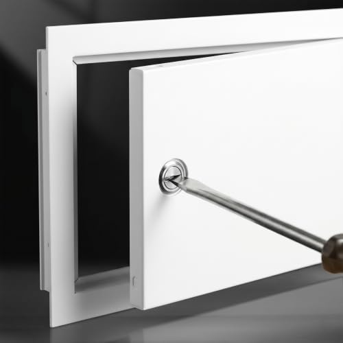 Aluminium Revisionstür mit Schlitzschloss, Unterputz Revisionsklappe für Rigips Wand, Flush Fit Wartungstür zum Verbergen von Wasserzähler und Kabeln(Weiß,500 x500 mm)