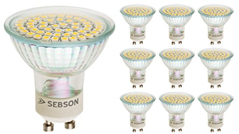 SEBSON Lampe GU10 LED warmweiß 3,5W - 10er Set - ersetzt 35W Halogen, 300 Lumen, GU10 LED Strahler 230V, LED Leuchtmittel 110°, ø50 x 57mm - Deckenstrahler
