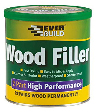 Everbuild 2 Part High Performance Wood Filler That Provides a Tough Long Lasting Repair to All Wood, Medium Stainable - 500 g