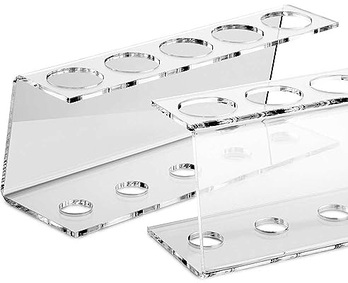 Tuuters 5-Loch Reagenzglasständer aus Acryl (Ø 30,5 mm) Reagenzglashalter | Transparentes Reagenzglasgestell für Röhrchen – der glasklare Acrylhalter für Reagenzgläser ist ideal als Labor Gefäßständer