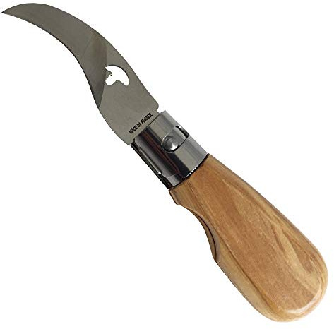 Couteau à champignon pliant manche en chêne