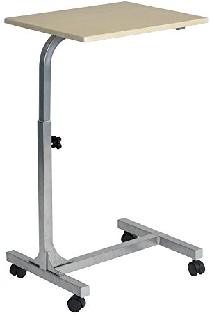 MEUBLE COSY Tavolino da Letto con 4 Ruote Comodino Altezza Regolabile Tavolo da Caffè Carrello in Legno Metallo per Soggiorno Camera da Letto Ufficio, Quercia