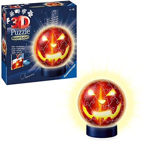 Ravensburger 3D Puzzle11253 - Kürbiskopf Nachtlicht - Puzzle-Ball - 72 Teile - für Halloween Fans ab 6 Jahren