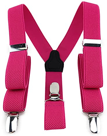 TigerTie Kinder Hosenträger in Y-Form mit 3 extra starken Clips - hochwertige Verarbeitung - Breite 25 mm
