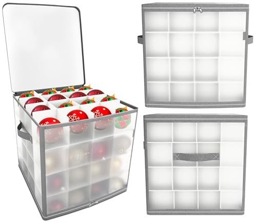 Caja para Guardar Adornos de Navidad - Caja de Almacenaje con Compartimentos para Guardar Adornos Navideños - Bolsa para Guardar 64 Bolas de Navidad