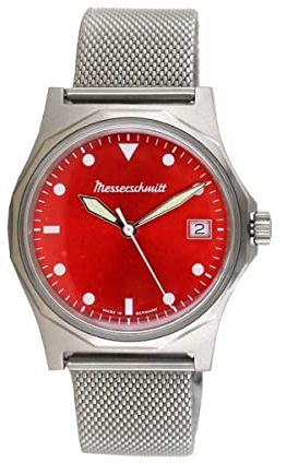 Messerschmitt Aristo Herren Uhr Fliegeruhr ME-99ROT Edelstahl rot